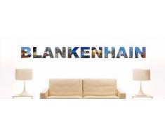 Wandtattoo farbige Wandschrift Städtename Blankenhain mit Sehenswürdigkeiten 80 x 7 cm Länge