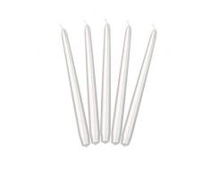 10 Spitzkerzen Perlmutt Weiß Metallic 24cm Tischkerzen Tafelkerzen Leuchterkerzen Stabkerzen Kerzen Perle