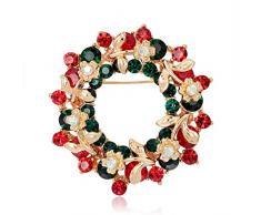SimpleLife Weihnachtsgirlande Brosche Pins Strass Schöne Emaille Brosche Frauen Weihnachten Schmuck Geschenk