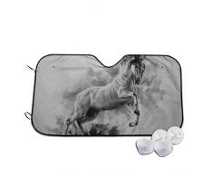 Acrylgemälde eines Pferdes auf Leinwand, Auto-Windschutzscheibe, Sonnenschutz, blockiert UV-Strahlung, hält Ihr Fahrzeug kühl für SUV, LKW, personalisierbar Gr. 80, weiß