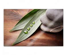 Acrylglasbilder 80x50cm Wellness Spa Steine Wasser Tropfen Blatt Feng Shui Acryl Bilder Acrylbild Acrylglas Wand Bild 14H1004