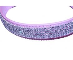 Pet Palace Pretty in Pink Hundehalsband/Welpenhalsband aus Kunstleder, Pink, diamantbesetzt, Blinkender LED-Weihnachtsanhänger inklusive