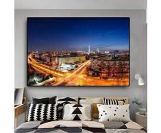 China Oriental Pearl Fernsehturm Berühmte Skandinavische Architektur Poster und Drucke Leinwandbilder Wandbilder Wohnzimmerbilder Rahmenlose Malerei 40x60cm