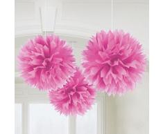 Papier Pompoms Pink Weiß Pompom Seidenpapier Hochzeit Deko Girlande 25 cm, Farbe:Pink