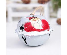 Weihnachtsschmuck,1 stück Farbe Hanfseil Glocke Anhänger Christbaum Schmuck Hängende Ornamente Glocken Weihnachten Schmuck,für Schranktür Fensterbehang Dekorationen,6x6x6cm (Weiß)