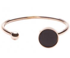 Happiness Boutique Damen Offener Ring Kreis und Kügelchen in Schwarz und Roségold | Cuff Ring mit Metallkugel Edelstahlschmuck