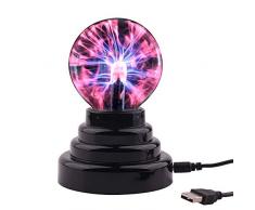 Magische Plasmakugel Plasma Ball Leucht Tragbare Ball Elektrostatische Kugel Berührungsempfindliche Blitzkugel, Blinkende Pädagogisches Spielzeug Blitzlicht Plasmalampe - USB oder batteriebetrieben