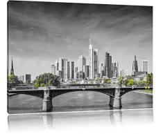 schöne Skyline von Frankfurt am Main schwarz/weiß Format: 120x80 auf Leinwand, XXL riesige Bilder fertig gerahmt mit Keilrahmen, Kunstdruck auf Wandbild mit Rahmen, günstiger als Gemälde oder Ölbild, kein Poster oder Plakat