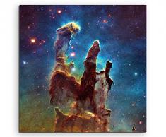 Quadratische Fotoleinwand 90x90cm Künstlerische Fotografie - Leuchtende Galaxie auf Leinwand exklusives Wandbild moderne Fotografie für ihre Wand in vielen Größen