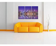 Manhattan Skyline Spiegelung 3-Teiler Leinwandbild 120x80 Bild auf Leinwand, XXL riesige Bilder fertig gerahmt mit Keilrahmen, Kunstdruck auf Wandbild mit Rahmen, gänstiger als Gemälde oder Ölbild, kein Poster oder Plakat