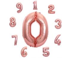 Sepkina großer Folienballon Ballon Geburtstag Hochzeit Zahlenballon Zahlen Zahl (0, Rose-G)