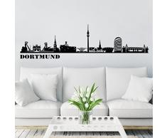 WANDKINGS Skyline Wandaufkleber Wandtattoo - 125 x 30 cm in schwarz - Deine Stadt wählbar - Dortmund