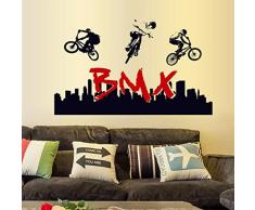 Wandaufkleber Stunt Fahrrad Silhouette,Hevoiok Modern Dekor Abnehmbar BMX Wohnkultur Wandtattoo Aufkleber Wall Decals Tapete für Wohnzimmer Ornament Schlafzimmer (Schwarzer)