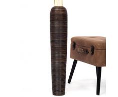 Leewadee Große Bodenvase für Dekozweige hohe Standvase Design Holzvase 90 cm, Mangoholz, braun