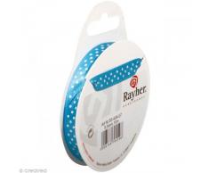 Satinband mit Punkten türkis, 9,5mm, 10 Meter Rolle