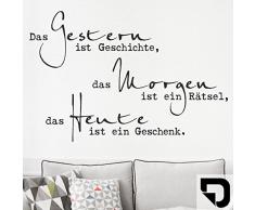 DESIGNSCAPE® Wandtattoo Das Gestern ist Geschichte. | Wandtattoo Lebensweisheit Spruch 60 x 40 cm (Breite x Höhe) schwarz DW801629-S-F4