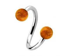 VOTREPIERCING Schmuck Piercing Spirale Helix/Lippe/Ohr Zwei Kugeln Teakholz 1.6 x 8 x 5 mm