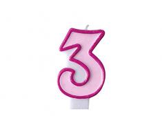 Zahlenkerze pink * Zahl 3 * ca. 40 x 70 mm