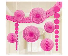XL Dekoration pink für Party Hochzeit Geburtstag 9 tlg. Girlanden Partydeko