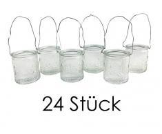 itsisa Hängewindlicht, klar (24er Box) tolle Teelichthalter mit Henkel zum hängen, Windlicht, Teelichterglas
