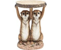 Kare Design Beistelltisch Animal Erdmännchen, Ø33cm, kleiner, runder Couchtisch, Holzoptik, Tierfigur als ausgefallener Wohnzimmertisch, (H/B/T) 52x35x35cm