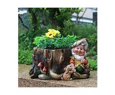 Design Zwerg 15198 mit Blumentopf 16 cm Hoch Deko Garten Gartenzwerg Figuren Dekoration
