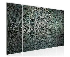 Bilder Mandala Abstrakt Wandbild 150 x 60 cm Vlies - Leinwand Bild XXL Format Wandbilder Wohnzimmer Wohnung Deko Kunstdrucke Grün 5 Teilig - MADE IN GERMANY - Fertig zum Aufhängen 109456a