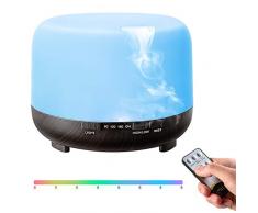 500ml Aroma Diffuser,TOPESCT Ultraschall Luftbefeuchter Fernbedienung Vernebler Raumbefeuchter Elektrisch Duftlampe Öle Diffusor mit 7 wechselnden Farben und automatischer Abschaltung ohne Wasser
