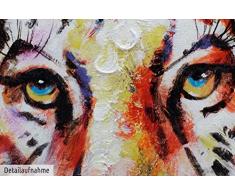 KunstLoft® Acryl Gemälde Königstiger 75x100cm | original handgemalte Leinwand Bilder XXL | Tiger Beige Deko | Wandbild Acrylbild moderne Kunst einteilig mit Rahmen