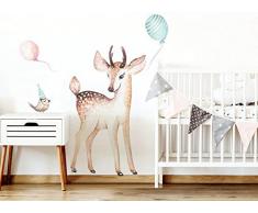 Little Deco Wandtattoo Kinderzimmer Mädchen REH & Vogel I S - 69 x 75 cm (BxH) I Tiere Wandaufkleber Babyzimmer Wandsticker Kinder Aufkleber Sticker Stickers DL153