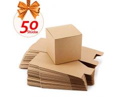 Anladia 50xGeschenkbox Geschenkschachtel Kraftpapier 10x10 x10cm Kartonage Geschenkverpackung Cupcake Bonboniere Gastgeschenk Box Hochzeit Party