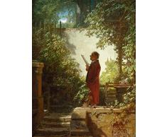 Artland Poster Kunstdruck oder Leinwand-Bild Wandbild fertig aufgespannt auf Keilrahmen Carl Spitzweg Zeitungsleser im Hausgärtchen. 1850 Menschen Mann Malerei Grün