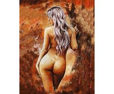 CoorArt Malen nach Zahlen Erwachsene Kinder, DIY Ölgemälde, Weiblicher Akt zurück sexy - 40x50cm