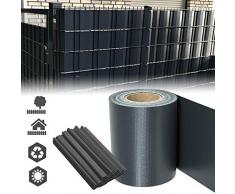 Froadp 260m Anthrazit Sichtschutzfolie 19cm Höhe PVC Sichtschutzstreifen mit 120 Stück Zaunfolie Befestigungsclipse Windschutz Stabmattenzaun Blickdicht Doppelstabmatten für Gartenzaun Balkon