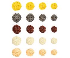 Matogle 20 Stücke Rattankugeln Set Natur Wicker Rattan Kugeln Dekokugeln Rattan-Kugeln Sortiment dekorative Weihnachtskugeln Tischdekoration für DIY Handwerk Wohnung Party Hochzeit