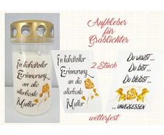 AScreativ 2 Aufkleber für Grablichter Vater Mutter - Trauer Gedenklicht Grabkerzen Grabschmuck