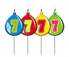4 Zahlenkerzen * ZAHL 7 * ┃ Ballon Design ┃ 7. Geburtstag ┃ Kindergeburtstag ┃ Tisch Deko ┃ Geburtstagskerze