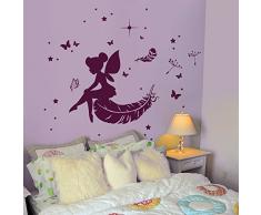 ilka parey wandtattoo-welt® Wandtattoo Wandaufkleber Wandsticker Wandbild Aufkleber Sticker Fee Elfe Feder Sterne Pusteblume M1916 ausgewählte Farbe: *türkis* ausgewählte Größe: *XXL - 118cm breit x 100cm hoch*