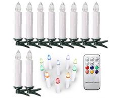 SunJas 10/20/30 er Weihnachten Kerzen RGB, kabellose Farbwechsel Weihnachtskerzen mit Fernbedienung, Weihnachtsbeleuchtung, LED Kerzen in 3 verscheidene Blinkeffekt, für Weihnachtsbaum