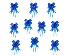 Oblique-Unique® 10 Geschenkschleifen mit Geschenkbändern für Geschenke und Zuckertüten - Farben und Größe wählbar (Blau 10x7cm)
