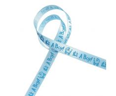 Gaeruite10 Yard Satinband Schleifenband Deko Band Geschenkband für Baby Dusche , IT S A BOY / GIRL Kinderwagen Baby Band (Blue)
