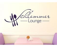 GRAZDesign Wandtattoo Küche Schlemmer-Lounge Küchen-Aufkleber für Wände, Schränke, Fliesen, Möbel für Restaurant und Bars (131x50cm / 074 Mittelgrau)