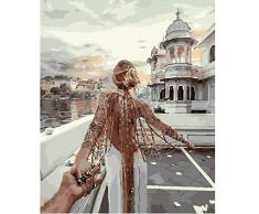 Ölgemälde Set Nach Zahlen Gemälde Nach Zahlen Kits Schöne Romantische Menschen Schönheit Szenariomuster Ölbild Zeichnung Home Wanddekoration Kunst Geschenk Leinwand Kinder Zauberstifte -30Cmx40Cm