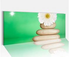 Acrylglasbild 100x40cm Wellness Blume weiß Steine Wasser grün Feng Shui Acrylbild Acryl Druck Acrylglas Acrylglasbilder 14A9813
