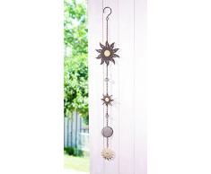 Frank Flechtwaren, 229813: Metall-Hänger Sonne aus Polystein-Elementen und Glas-kugeln, 104cm hoch