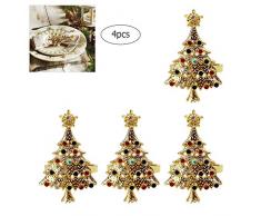 Haplws 4pcs Diamant Weihnachtsbaum Serviettenring Gold Serviettenschnalle Weihnachten Handtuchring Gold