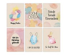 Papierdrachen Osterkarten Set Packpapier bunt - 12 liebevoll gestaltete Postkarten zu Ostern - Grußkarten Set 8 - Ostern 2020