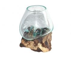 Deko Glasvase Blumenvase S Ø 15-20 cm individuell auf Treibholz/Wurzelholz spezielle Vase mit Holz Wurzel