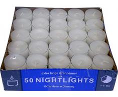 Teelicht Nightlights 50er Box transparente Hülle Brenndauer ca. 8 Std.