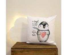 ilka parey wandtattoo-welt® Kissen Dekokissen Dekorationskissen Couchkissen Kuschelkissen Pinguin mit Herz und Spruch Menschen wie Dich. inklusive Füllung ks31